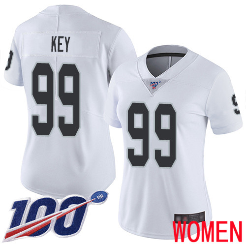Oakland Raiders Limited White Women Arden Key Road Jersey NFL Football 99 100th Season Vapor Jersey
